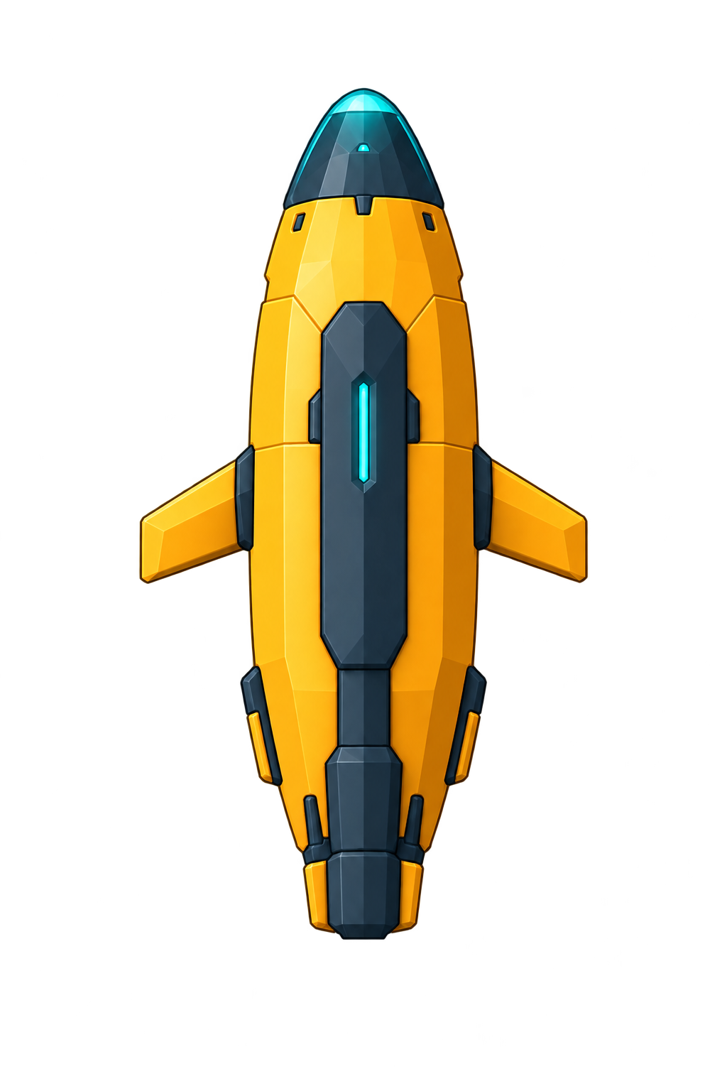 Sonar Skipper's amber submarine with a dark spine and teal sonar emitter